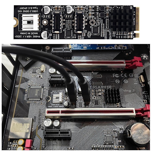 Nvme til 2-port USB3 10G Udvidelseskort Adapter Asm3142 Høj ydeevne