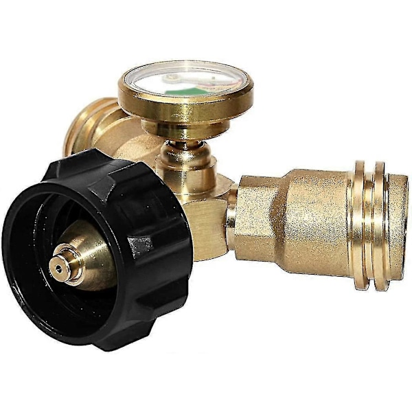 Barsinfi Splitter, Propan Tank Y-Splitter Adapter, Med Instrument, 2-veis LPG Adapter T-forbindelse