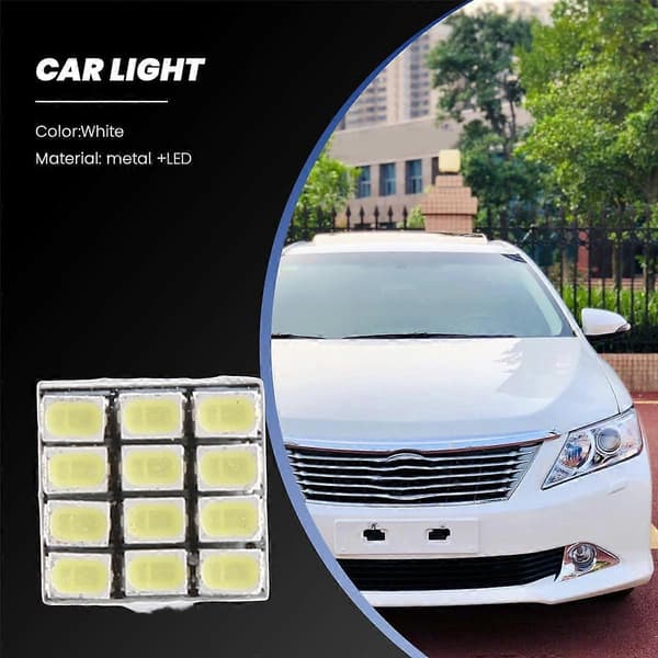 T10 W5W Hvit Canbus 1206 12-SMD LED 12V pære x4