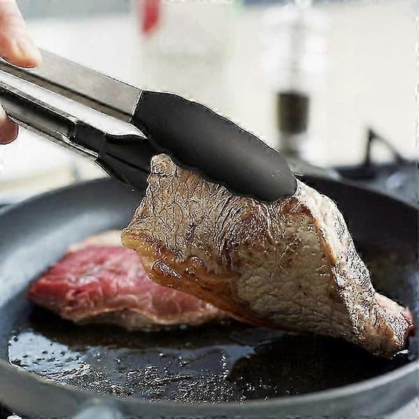 Grillaustarvikkeet Silikoniset grillipihdit, musta, 2 kpl (9 tuumaa, 12 tuumaa) -