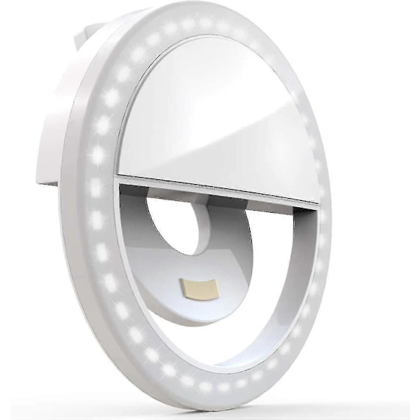 Clip-on Selfie Ring Light [genopladeligt batteri] med 36 LED
