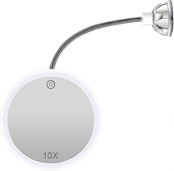 LED-valolla varustettu meikkipeili 10x suurennuksella, ehostuspeili 360 astetta
