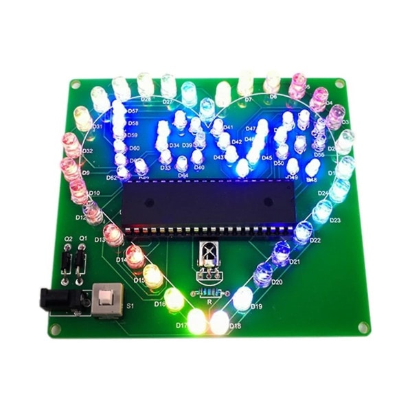 Gør-det-selv elektronisk sæt Farverig Led Flash Love Heart Gør-det-selv fjernbetjening Lodning Project Kit's Gift W