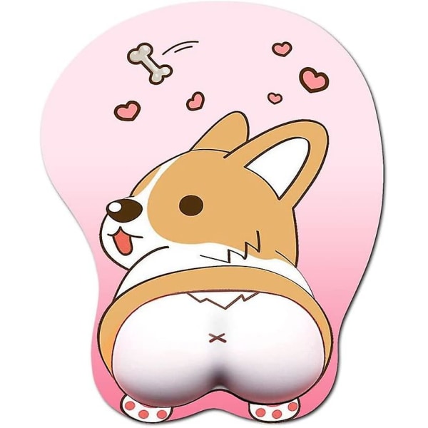 3d Mouse Pad With Wrist Rest,ergonomic Soft Silicon Gel Gaming Mousepad,cute Corgi Dog Anime Mouse Mat For Pc Laptops (pink) (1pc)