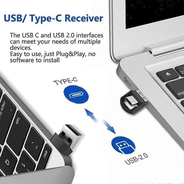 2 i 1 USB/Type C Trådløs Presenter PowerPoint Hyperlink Fjernkontroll Presentasjonsklikker