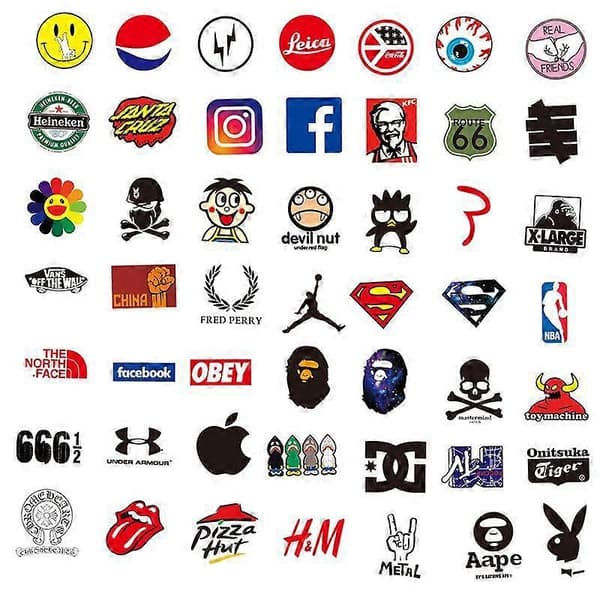 100 st Mode Graffiti Stickers Vattentäta Laptop Bagage Skate multicolor