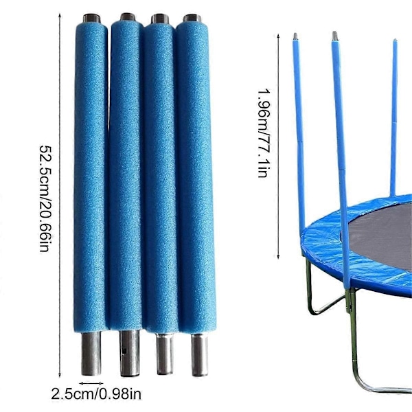 Trampoline Stænger Udskiftning, med Trampoline Stænger Anti-Kollision Beskytter, med Skruer Indkapsling Lige Rør 1.96m