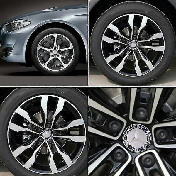 Sæt med 4 hjulkapsler kompatible med Mercedes Benz 75 mm - blå