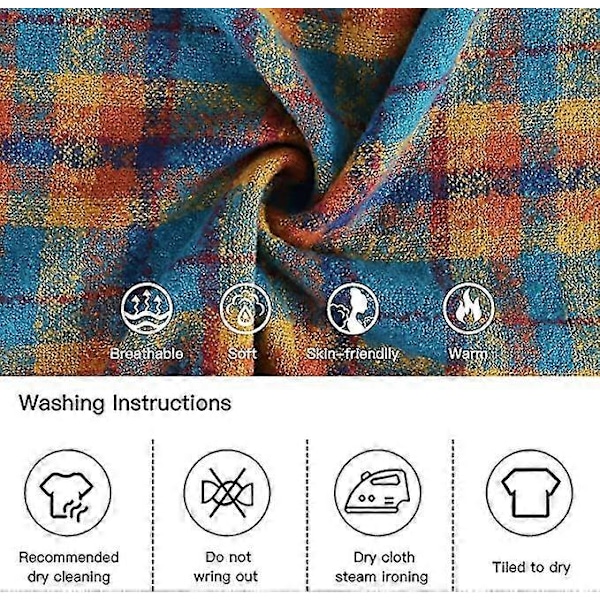 Dame Tartan Tørklæde Vinter Lang Plaid Tørklæder Varme Ternede Wraps Pashmina Uld Sjaler Tæppe Til Damer Spinding Kvast Oversized Stole 1 stk. orange