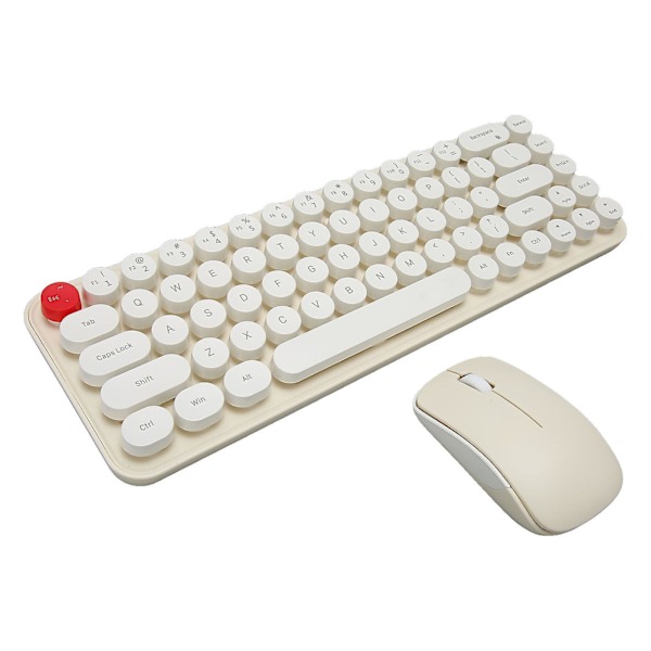 Trådlösa tangentbord och mus-kombinationer 68 tangenter 2,4 GHz Retro skrivmaskinstangentbord Optisk mus för bärbar dator Beige