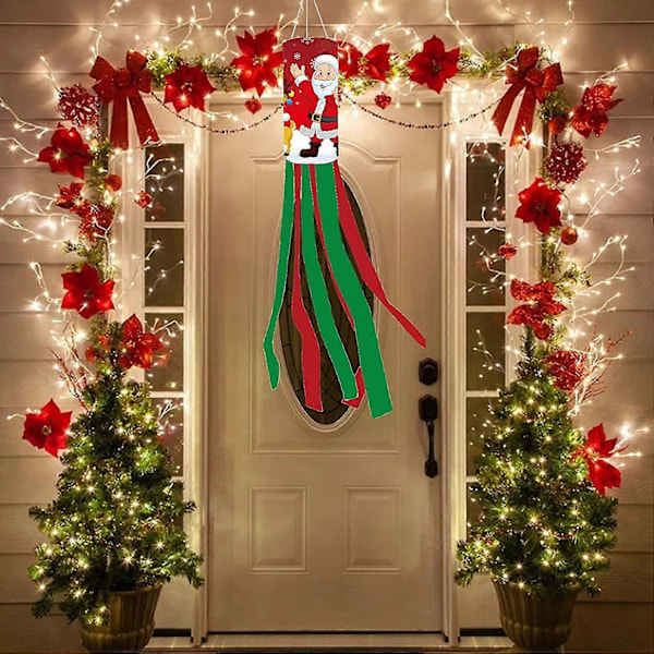 Jul Vindsockor Flaggor, Jultomte Snögubbe Mönstrade Vinter Vindflöjelflaggor
