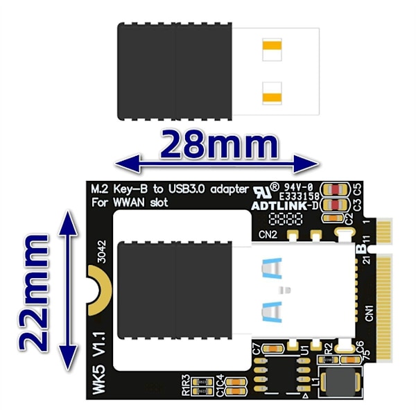 Laptop M.2 B-nøgle til Bluetooth-kompatibelt Wifi-netværkskort Usb 3.0 Ssd Ngff 3042 Konverter M2 Nøgle-b