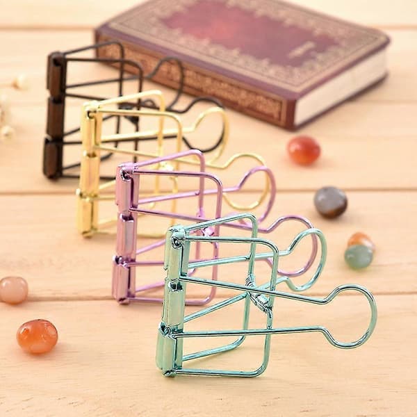 7 stk. Officemate Easy Grip Medium Binder Clips, Farvet billetmappe med lang hale