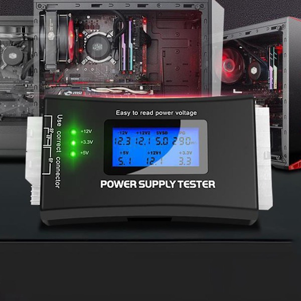Strømforsynings Tester Multifunktionel LCD Digital Display Præcis Hurtig Kontrol Høj Præcision PG Automatisk Alarm 20/24 Pin PC Kabinet Strømforsynings Måler