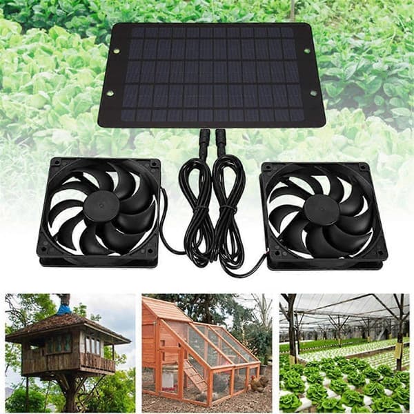 12V Solar Udluftningsventilator Solar Ventilator Solpaneldrevet Ventilator Solar Ventilator til Loftsrum Hundehus Hønsehus Drivhusventilator