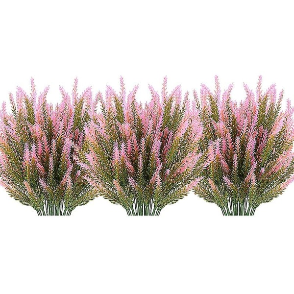 Kunstige lavendelblomster 12 bundter udendørs falske blomster Pink