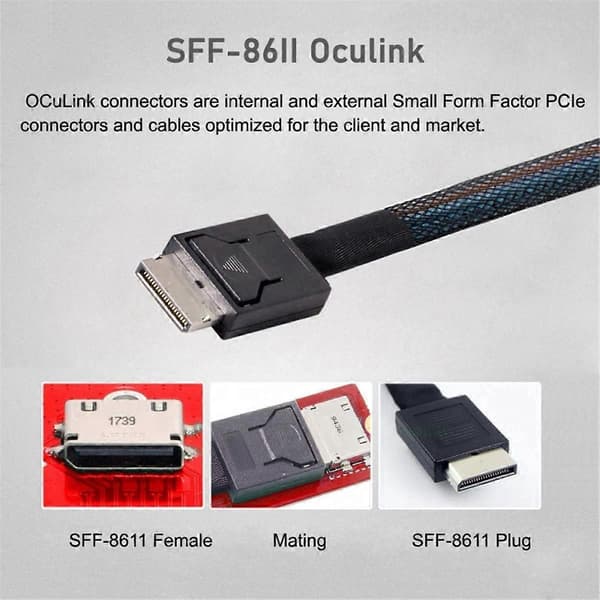 PCI-E4.0 M.2 M-key til Oculink SFF-8611 SFF-8612 Værtsadapter til 2024 ThinkBook 14+ AMD8845 Ekstern