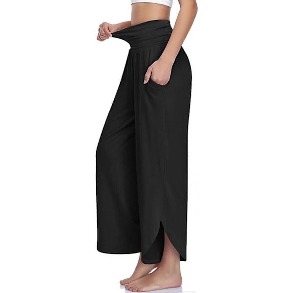 Dame Wide Leg Yoga Bukser Højtaljede Komfortable Danse Sweatpants Løse Afslappede Bløde Lounge J