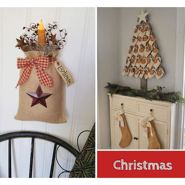 24 kappaleen juuttikassit (15 x 20 cm) - Adventtikalenteri ja askartelut