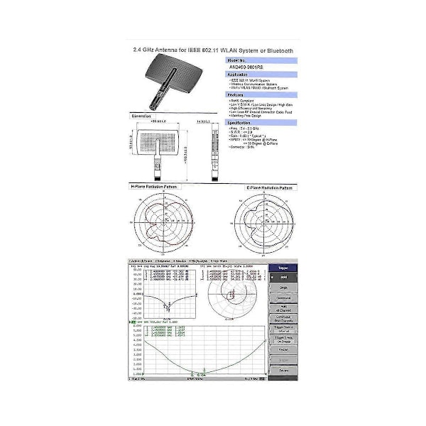 2.4G WIFI Antenn 8DBi Riktantenn Panel Antenn Radarform RP SMA Hankontakt för Trådlös Rout
