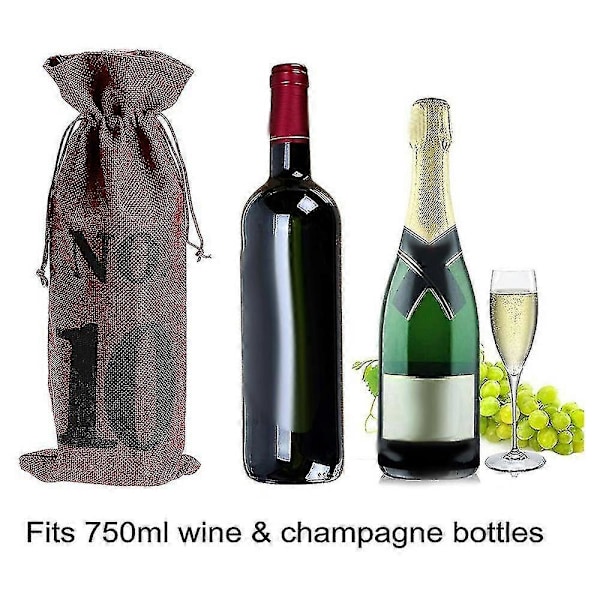 1 til 10 Burlap Vinposer Blind Vinsmagning, Vinposer Bryllup Bordnumre, Vinsmagning Tasker, Fest