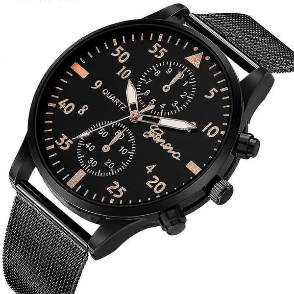 Herre Mode Sport Rustfrit Stål Urkasse Læderrem Kvarts Analogt Armbåndsur