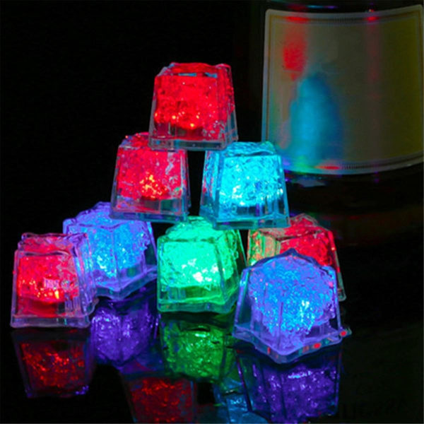 12st vattentät LED-iskub Färgglad Snabbblinkande Glow In The Dark Light Up För Bar Club Drinki