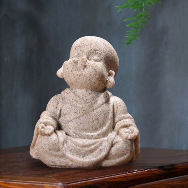 Pieni Buddha-patsas koristeellinen premium-keramiikka Buda-munkki minimalistinen auringonpaiste Buddha-patsaat kodin sisustukseen Akvaario Buddha-patsas toimistoon, A B