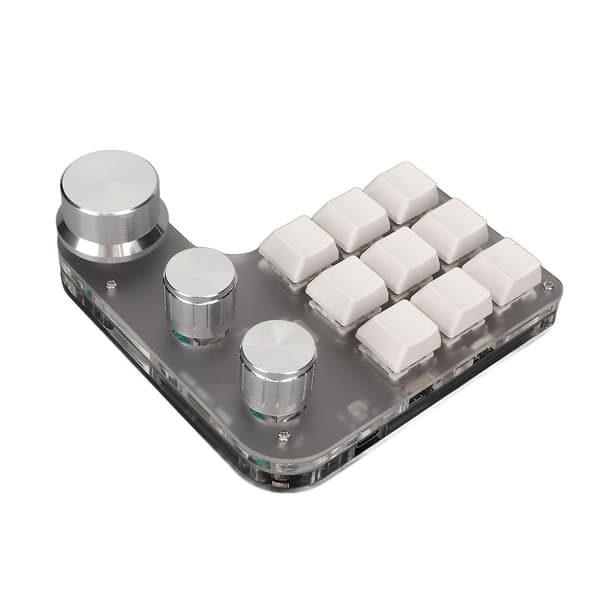 Mini Custom Keypad 9 Taster 3 Knotter Programmerbar RGB Bakgrunnsbelyst Programmering Makro Keypad for Datamaskin Spillprogramvare Hvit