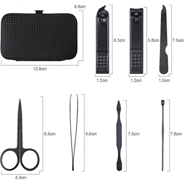 Manikyr Pedikyr Kit, 7 delars Professionell Nagelset, Rostfritt Stål Nagelhbandsfräs, Pedikyr Manikyr Kit Med Resefodral Och Utsökt Hem