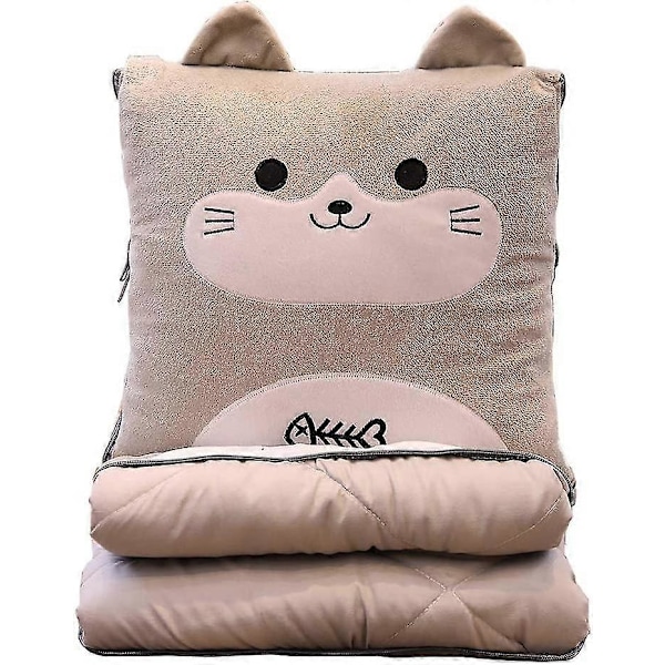 Tæppe og puder 2 i 1 vaskbart sofaplaid Quilt Boutis til sofa/skrivebord/stol Kat