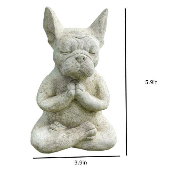 Trädgård Meditation Fransk Bulldog Dekoration Staty Trädgård Innergård Gräsmatta Dekoration Resin Hantverk Ou