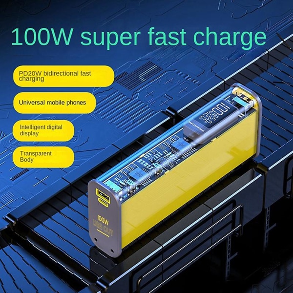 Gør-det-selv Power Bank-etui 100w med USB Type C to-vejs hurtigopladningskort Powerbank-etui 18650/2170