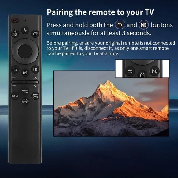 Helt ny BN59-01385A Samsung Smart TV Röstfjärrkontroll — Stöder Netflix- och Prime-knappar (ej soldriven)