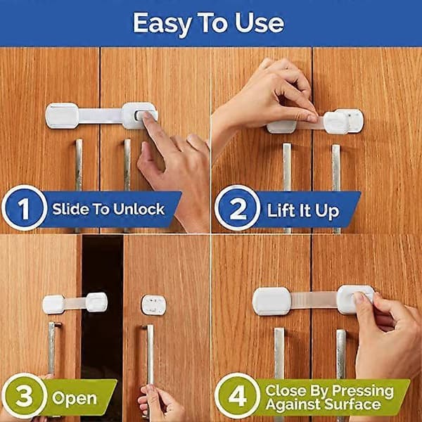 Lådlås Anti-kläm Hand Skåplås Plast Vit Säkerhetsspänne 5pcs