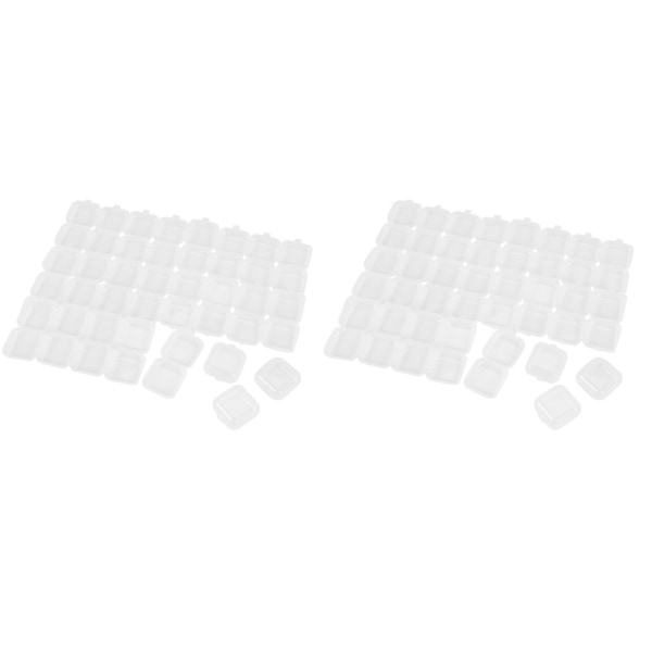 48 stk Små klare plastperler Oppbevaringsbeholdere Eske med hengslet lokk for oppbevaring av små gjenstander C