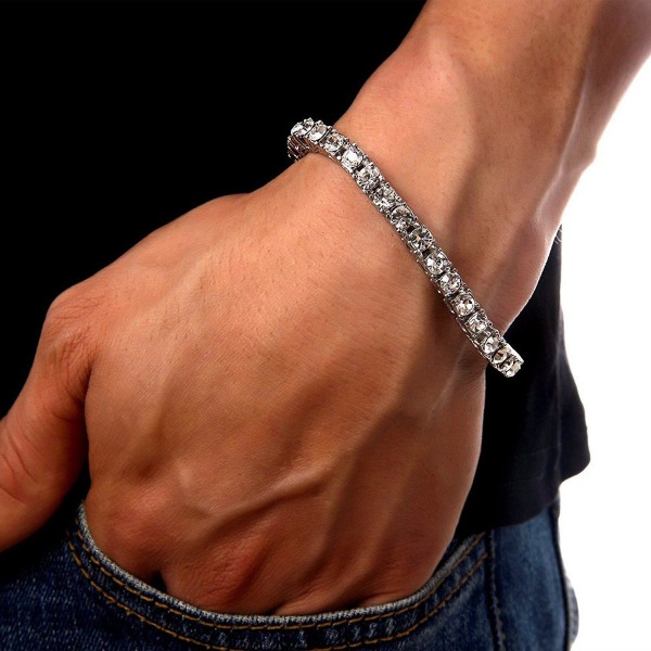 Mænd Armbånd Sølvfarve Chain Bling Armbånd 20cm/8inch