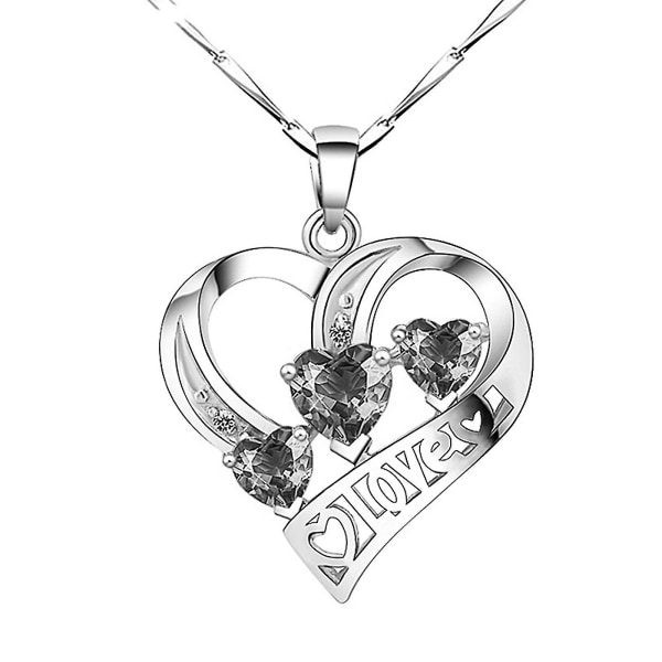 Women 925 Sterling Silver Love Heart Cz Pendant Necklace 18" Chain Gift Box