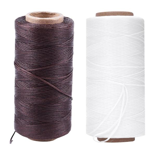 2 st 260m 150d 1mm Läder Sytråd Vaxad Tråd Handnål Snöre Hantverk Diy Ny Färg: Vit & Mörk