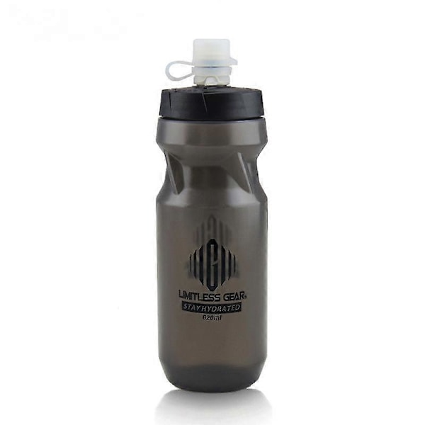 Squeeze sportsflaske til ridning og løb med stor kapacitet, fødevarekvalitet, lugtfri flaske, sort LOGO-version 610ml