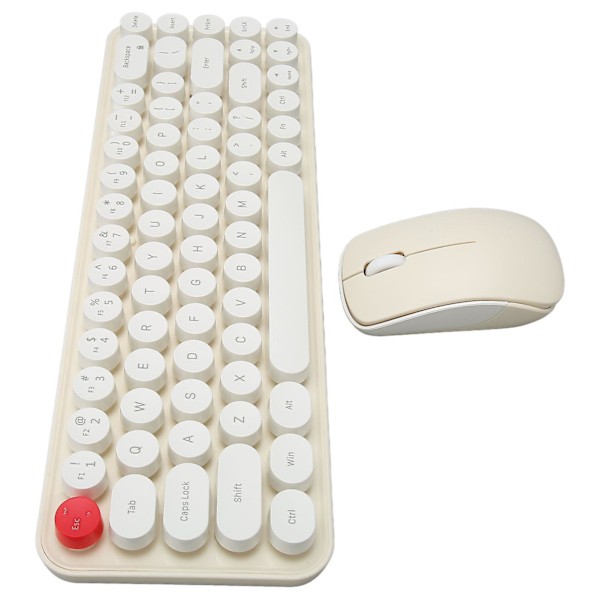 Trådlösa tangentbord och mus-kombinationer 68 tangenter 2,4 GHz Retro skrivmaskinstangentbord Optisk mus för bärbar dator Beige