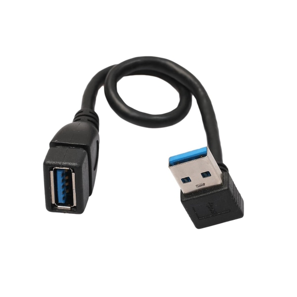 2x USB 3.0 rät vinkel 90 graders förlängningskabel hane till hona adaptersladd, 20 cm