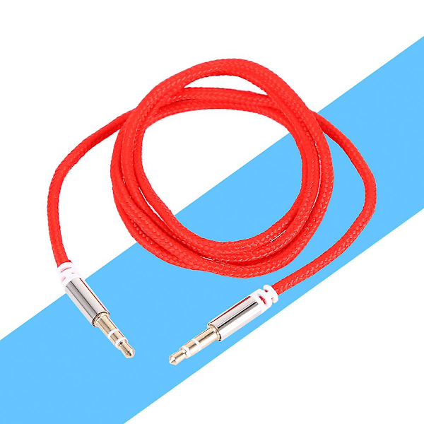 Rød 3.5mm Hann til Hann AUX o Kabel Adapter