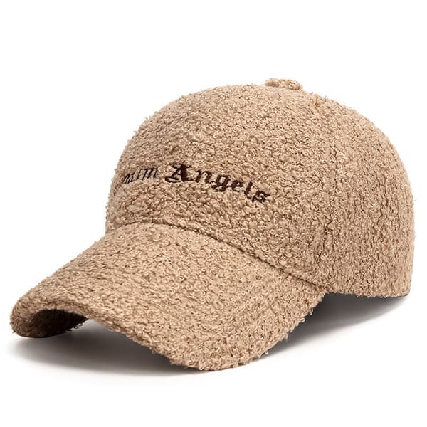 Tjock varm basebollkeps i lamull för höst och vinter, broderad ankungekeps, teddy sammet varm damhatt Khaki