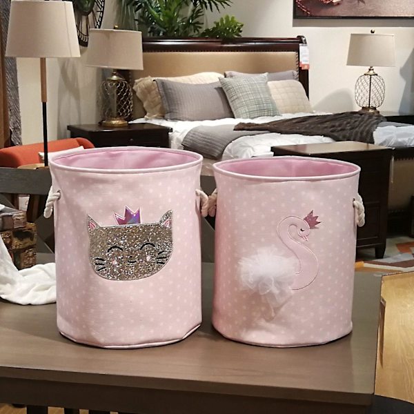 Smutsig Tvätthållare Rosa Svan Organiseringskorg Dragkedja Förvaringskorgar För Leksaker Böcker D35xh40cm