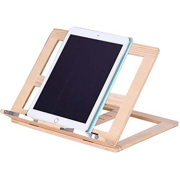 Kaxich Bokstöd i Tallträ för Kokböcker, Vikbart, Justerbart, Bokstöd, Bokdisplayställ för Recept, Kokbok, iPad, Kindle, Surfplatta, PC