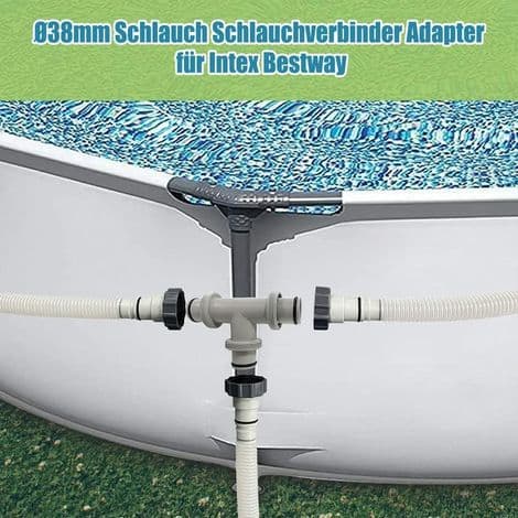 T-formet slangetilslutning til swimmingpools - Diameter: 38 mm - 3-vejs - Diameter: 38 mm