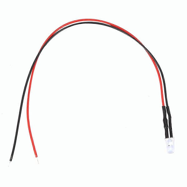 LED Lys Kabel - 10 stk. 12V 5mm Kablet Multicolor LED Lysdiode (20cm, 0.06W, Varm Hvid)
