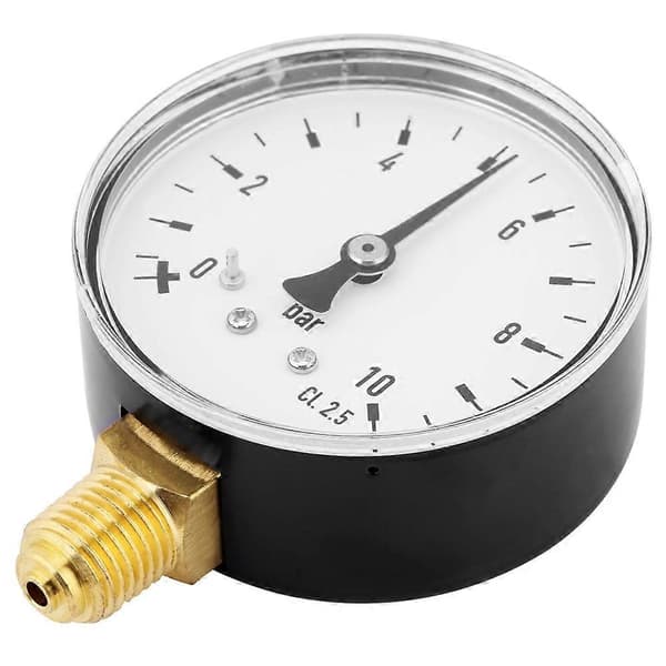 Luft Olje Vann Trykkmåler 1/4 Tomme NPT 0-10 Bar Sidemontert Manometer