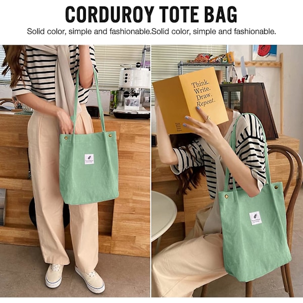 Kvinders Tote Tasker Indkøbs Skuldertaske Corduroy Med Indvendig Lomme Til Arbejde Strand Frokost Rejse Shopping Shopper Håndtasker